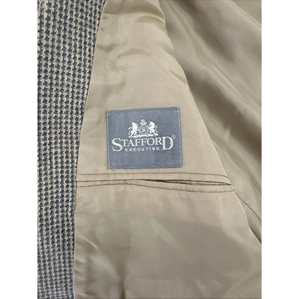 Stafford Executive Mens 42R Gray Taupe Tweed Wool Linen Silk Classic Sport Coat